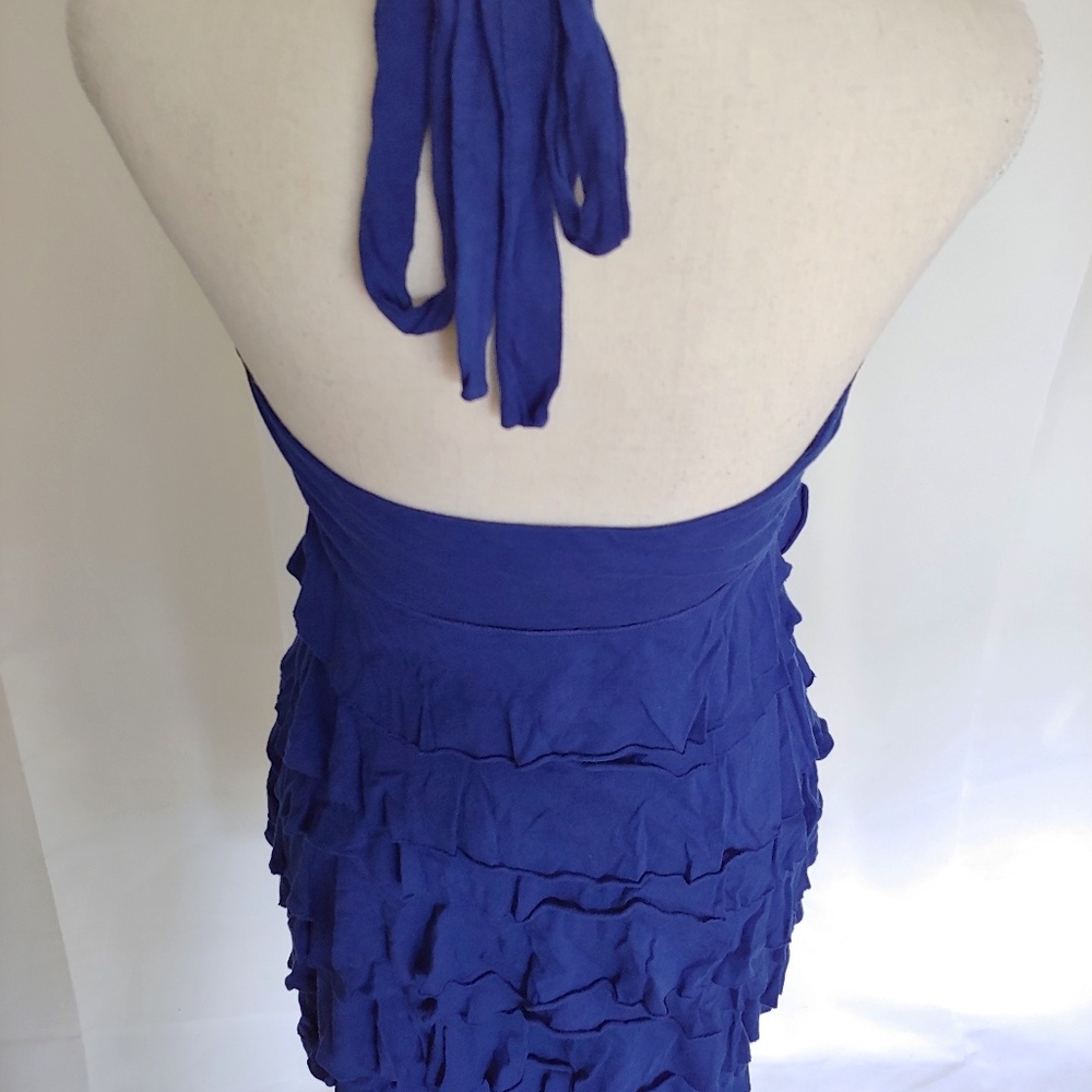 Express Blue Ruffled Halter Dress - Picture 6 of 8